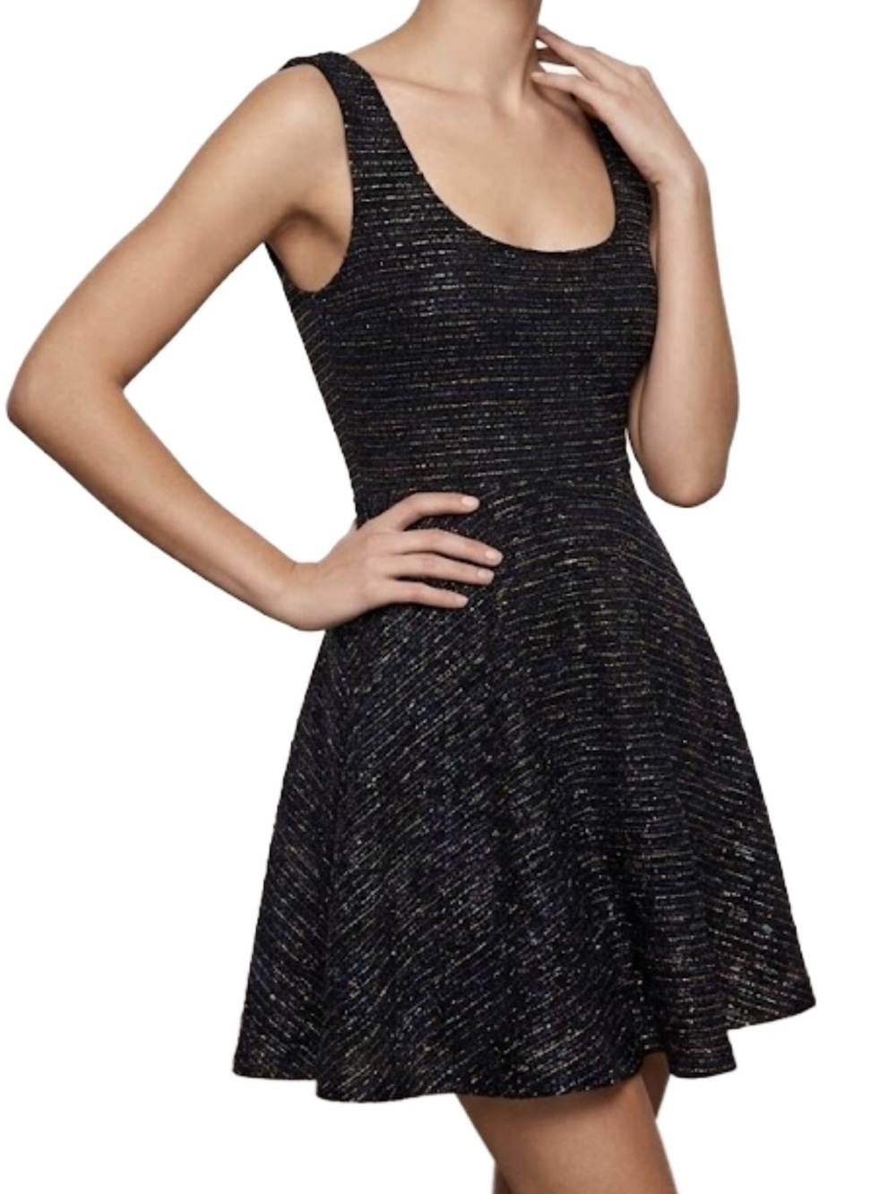 Wet Seal Black and Gold A-line Swing Skater Dress